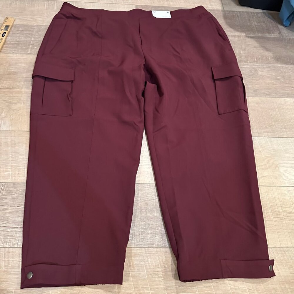 STYLUS WOMENS BURGUNDY RED HIGH RISE JOGGER PANTS NEW 3X